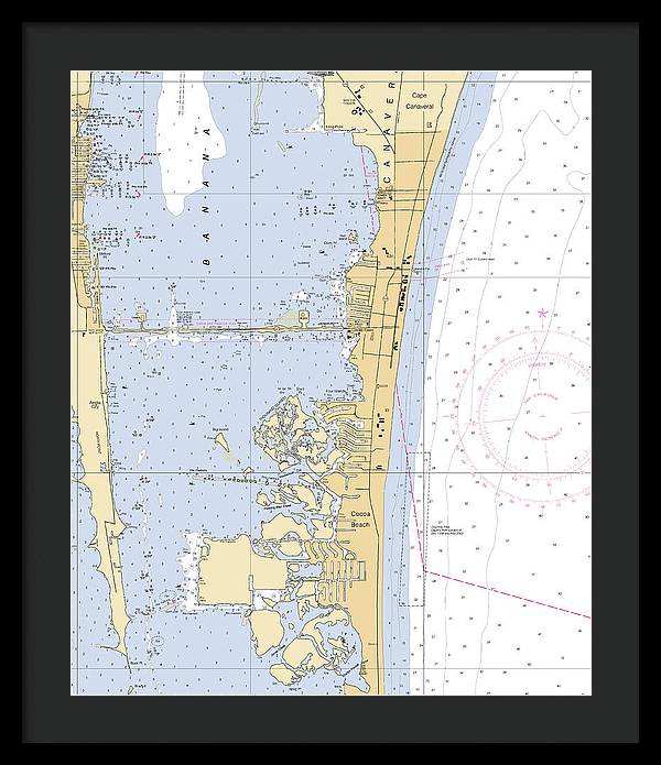 Cocoa-beach -florida Nautical Chart _v6 - Framed Print