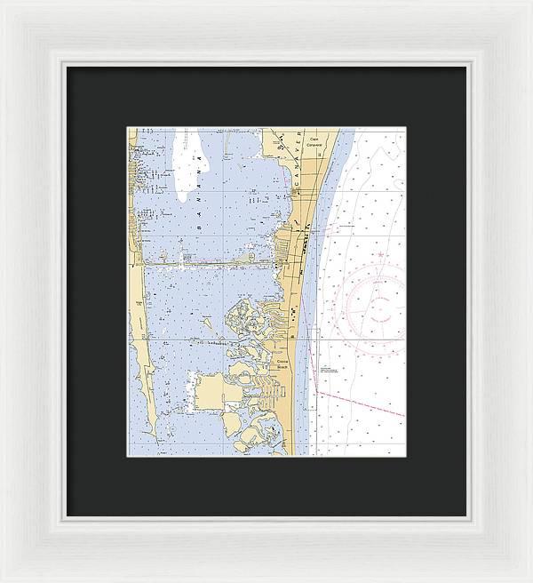 Cocoa-beach -florida Nautical Chart _v6 - Framed Print