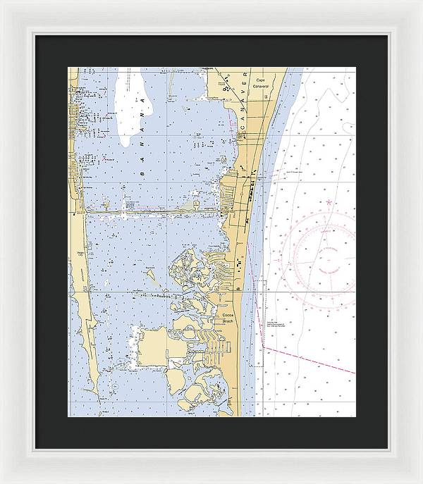 Cocoa-beach -florida Nautical Chart _v6 - Framed Print