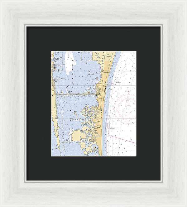 Cocoa-beach -florida Nautical Chart _v6 - Framed Print