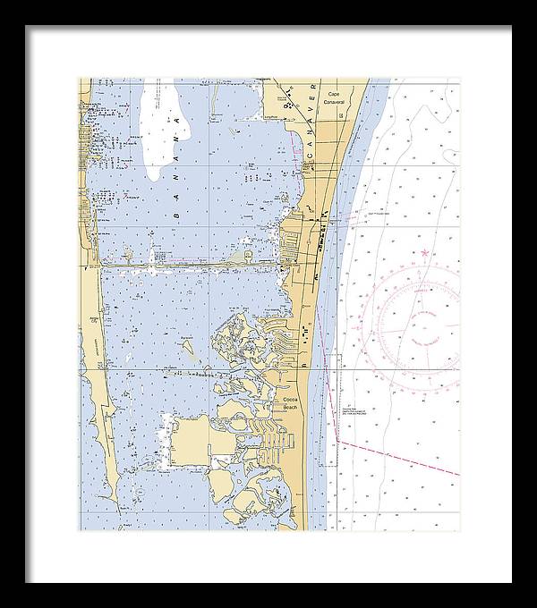 Cocoa-beach -florida Nautical Chart _v6 - Framed Print