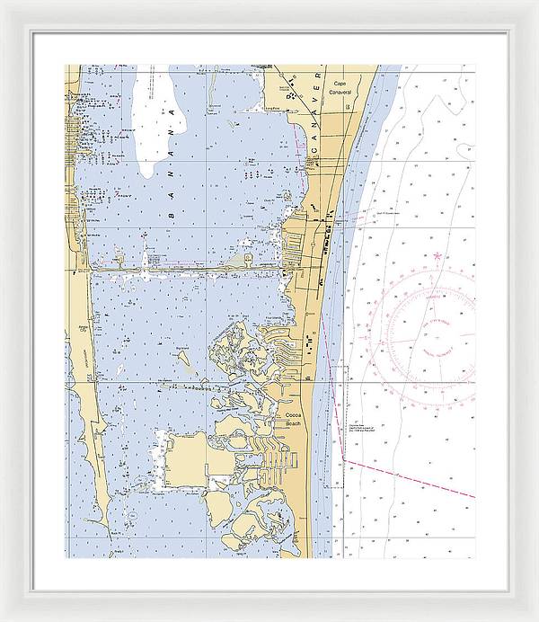 Cocoa-beach -florida Nautical Chart _v6 - Framed Print