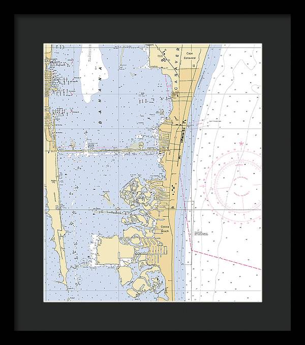 Cocoa-beach -florida Nautical Chart _v6 - Framed Print