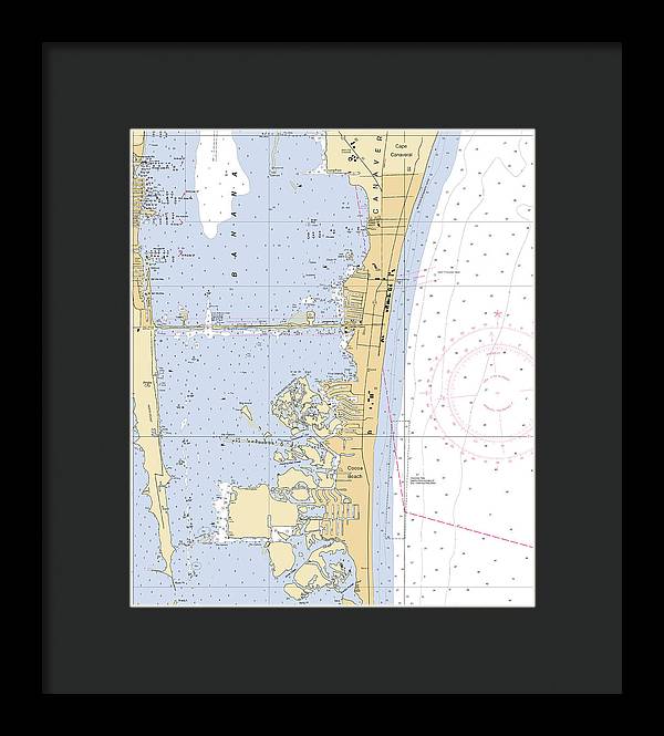 Cocoa-beach -florida Nautical Chart _v6 - Framed Print