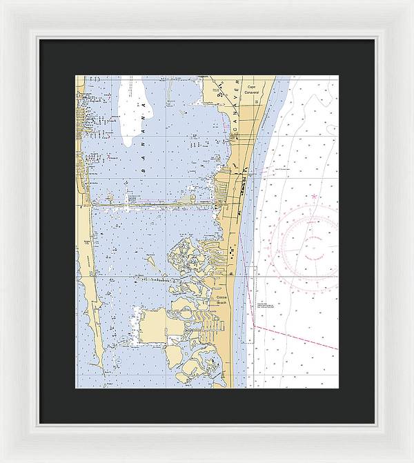 Cocoa-beach -florida Nautical Chart _v6 - Framed Print