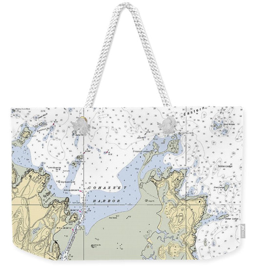 Cohasset Harbor-massachusetts Nautical Chart - Weekender Tote Bag