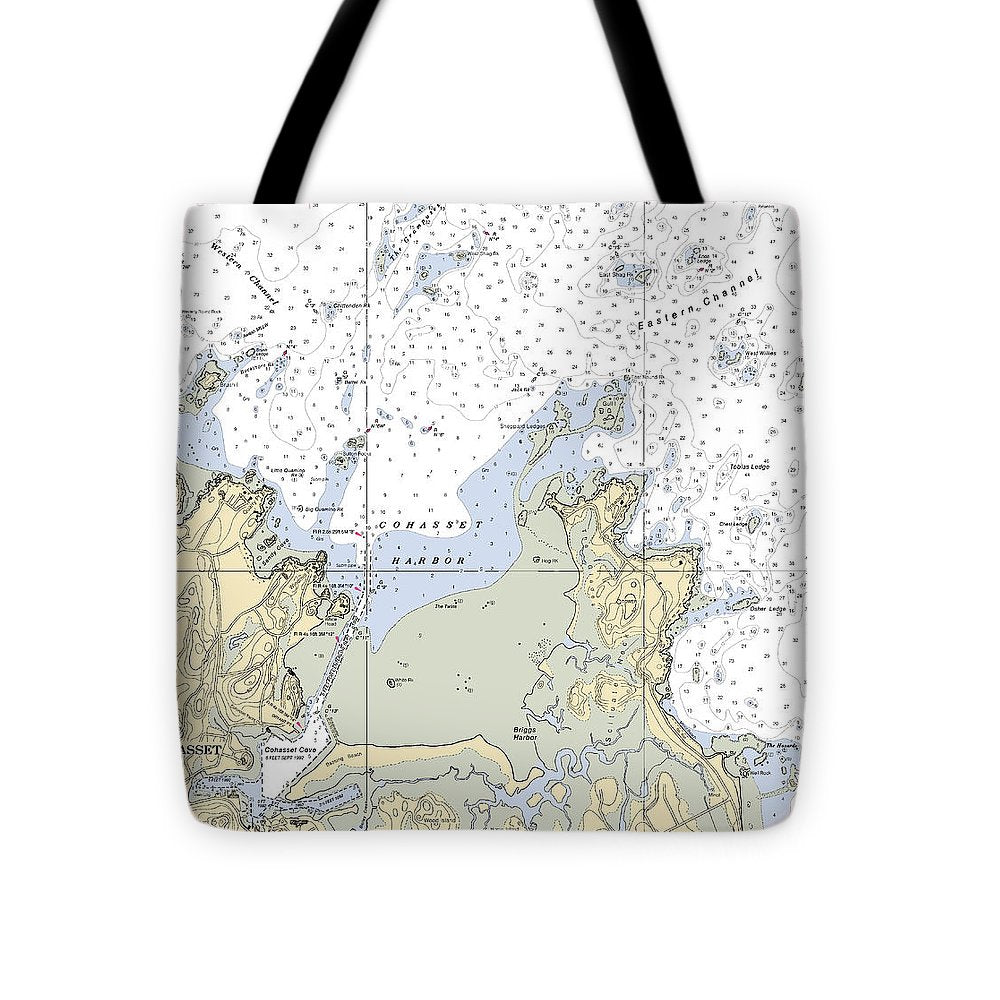 Cohasset Harbor-massachusetts Nautical Chart - Tote Bag