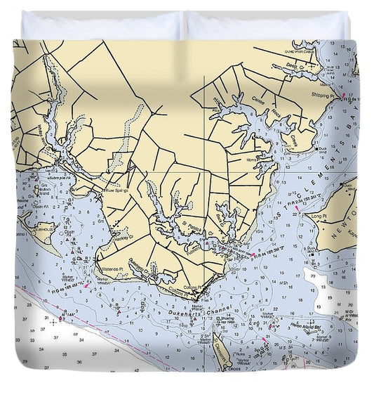 Cohens Point Maryland Nautical Chart Duvet Cover