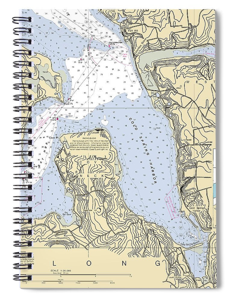 Cold Spring Harbor New York Nautical Chart Spiral Notebook