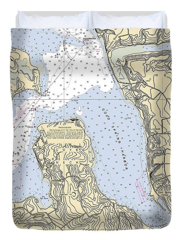 Cold Spring Harbor-new York Nautical Chart - Duvet Cover