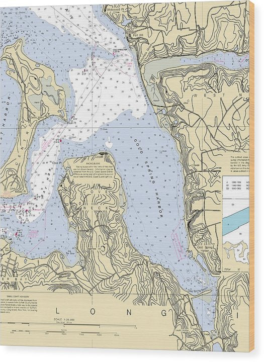 Cold Spring Harbor-New York Nautical Chart Wood Print