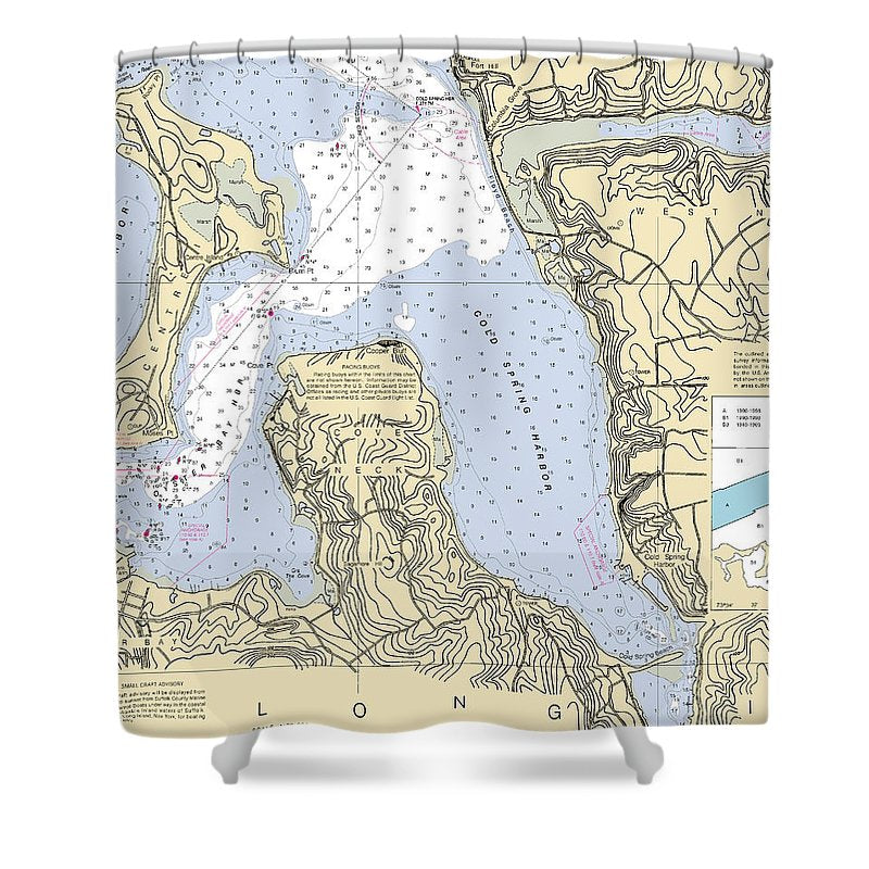 Cold Spring Harbor New York Nautical Chart Shower Curtain