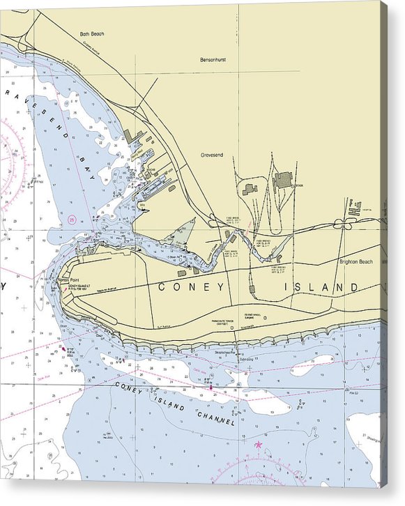 Coney Island New York Nautical Chart  Acrylic Print
