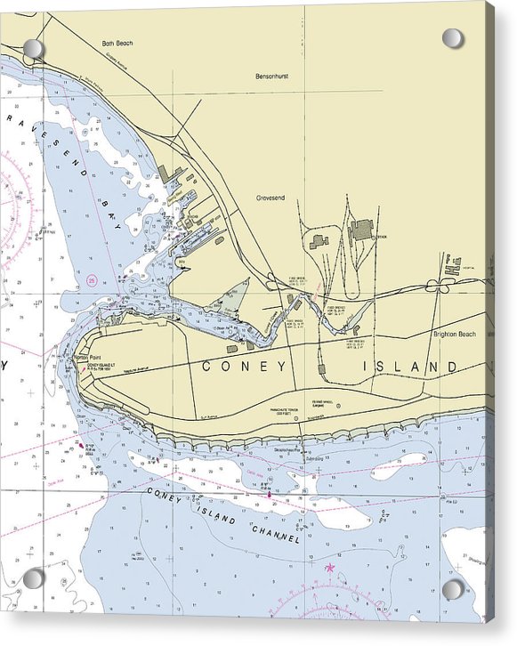 Coney Island New York Nautical Chart - Acrylic Print