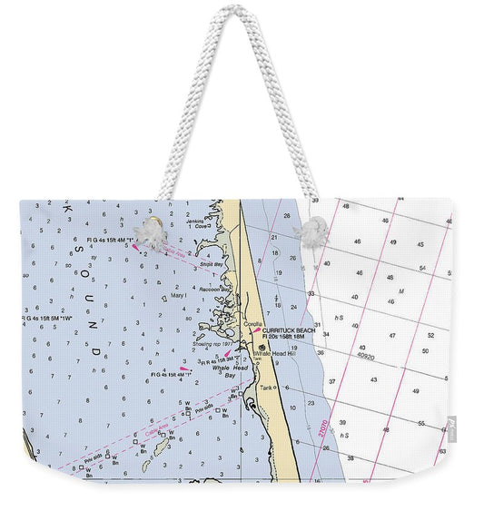 Corolla-north Carolina Nautical Chart - Weekender Tote Bag
