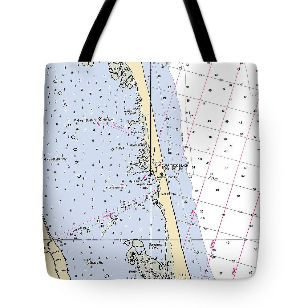 Corolla-north Carolina Nautical Chart - Tote Bag