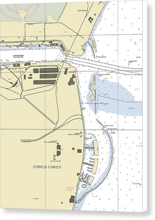 Corpus Christi Harbor Texas Nautical Chart - Canvas Print