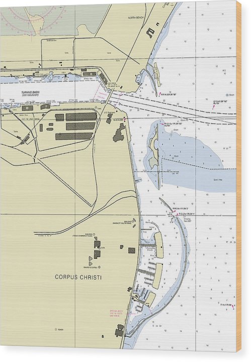 Corpus Christi Harbor Texas Nautical Chart Wood Print