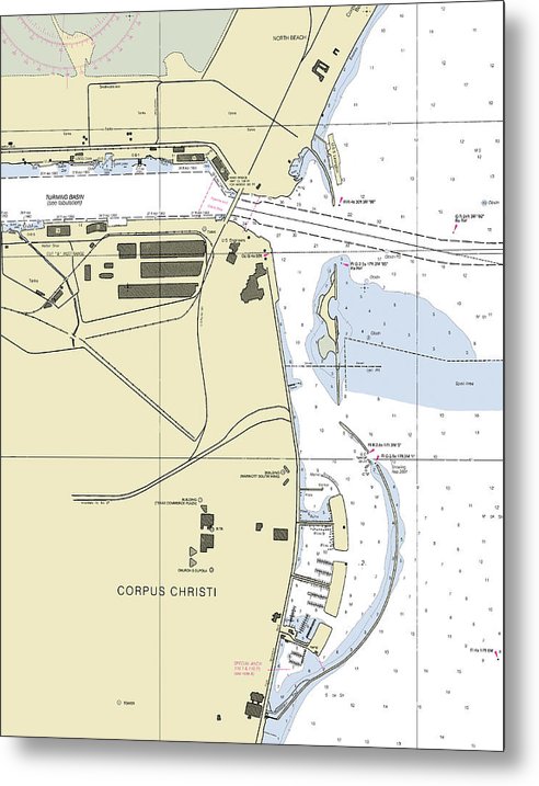 A beuatiful Metal Print of the Corpus Christi Harbor Texas Nautical Chart - Metal Print by SeaKoast.  100% Guarenteed!