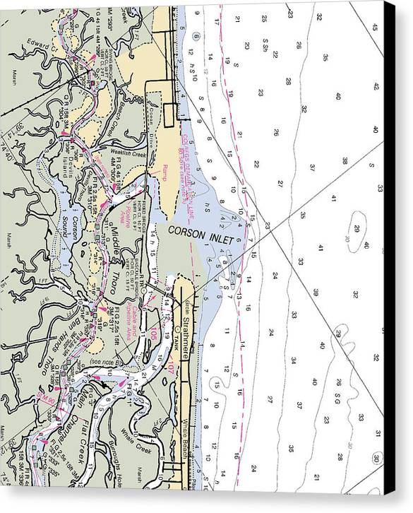 Corson Inlet -new Jersey Nautical Chart _v2 - Canvas Print