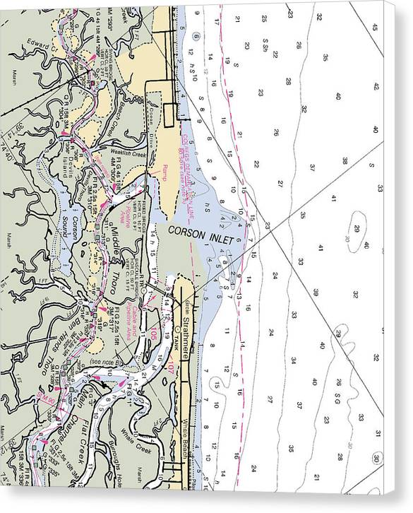 Corson Inlet -new Jersey Nautical Chart _v2 - Canvas Print