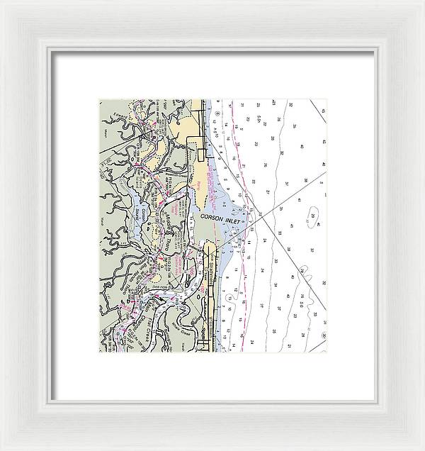 Corson Inlet -new Jersey Nautical Chart _v2 - Framed Print