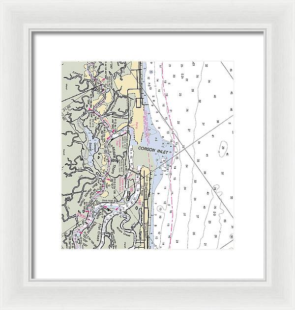 Corson Inlet -new Jersey Nautical Chart _v2 - Framed Print