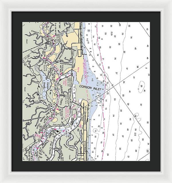 Corson Inlet -new Jersey Nautical Chart _v2 - Framed Print