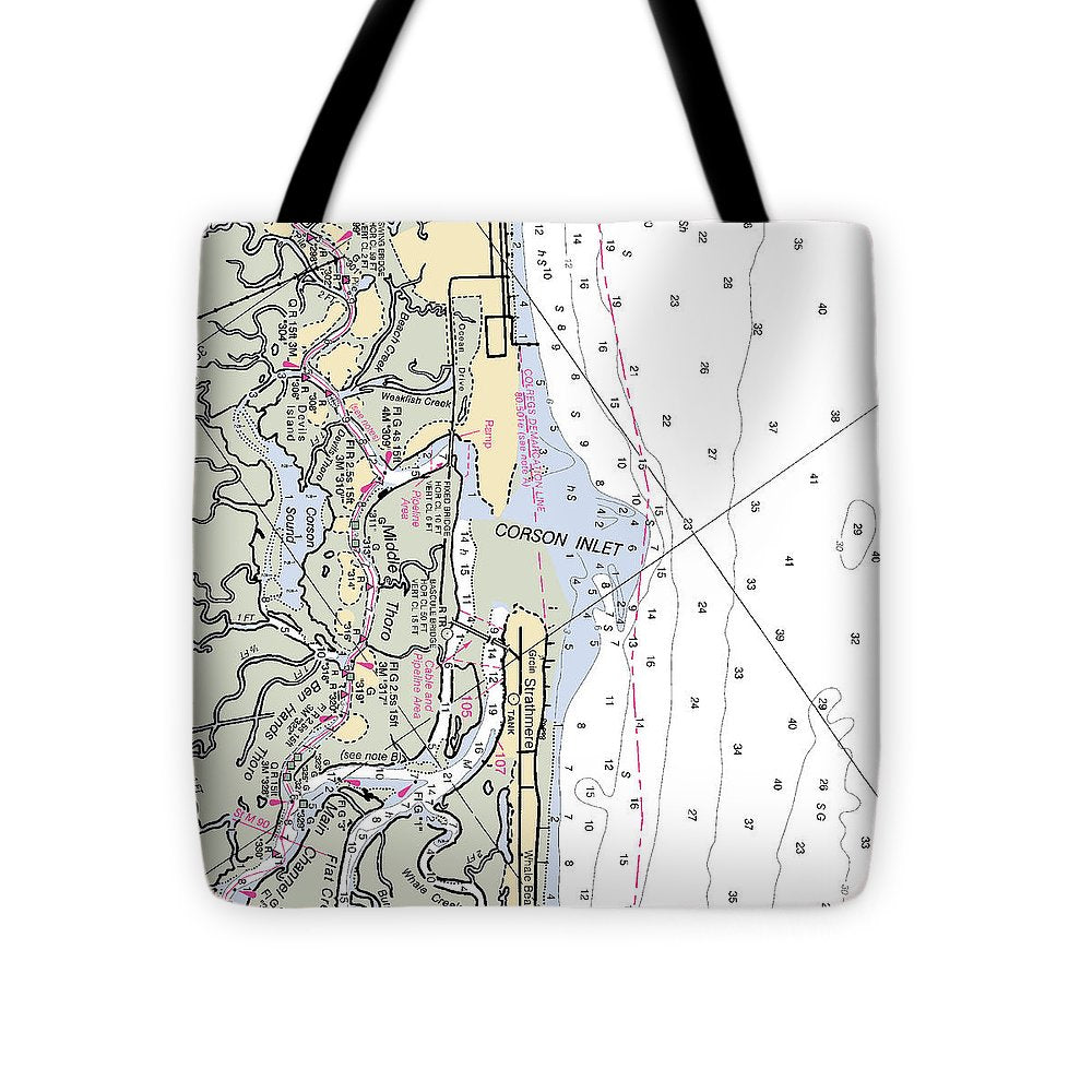 Corson Inlet -new Jersey Nautical Chart _v2 - Tote Bag