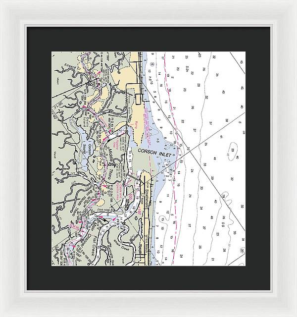 Corson Inlet -new Jersey Nautical Chart _v2 - Framed Print