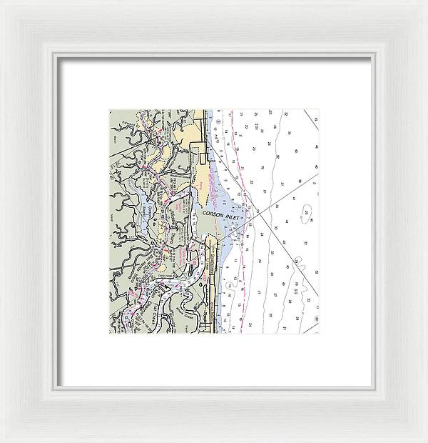 Corson Inlet -new Jersey Nautical Chart _v2 - Framed Print