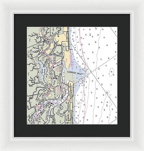 Corson Inlet -new Jersey Nautical Chart _v2 - Framed Print