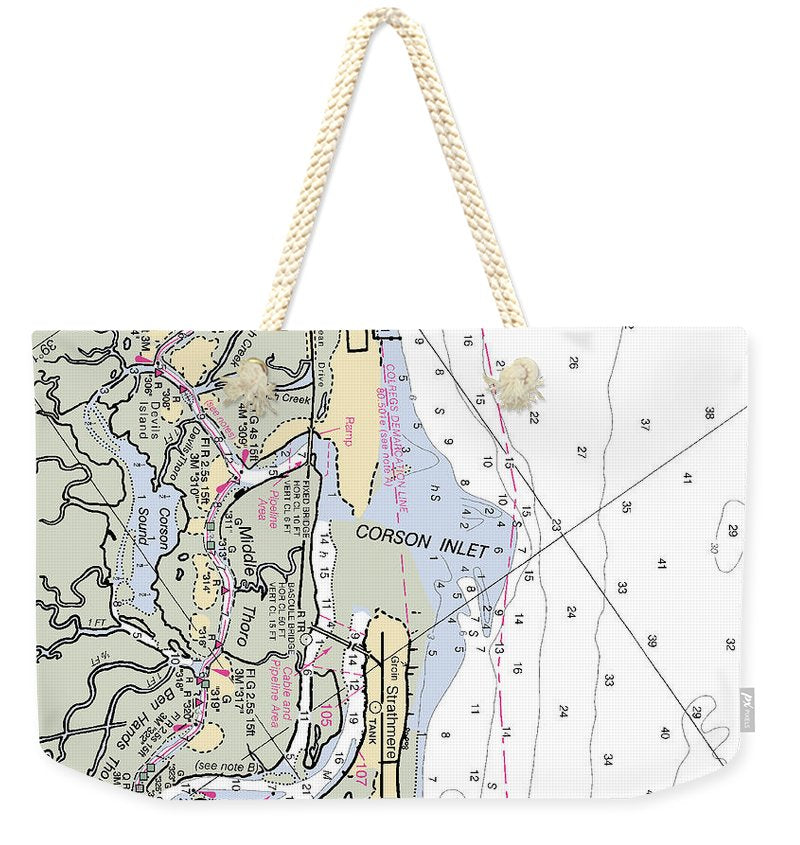 Corson Inlet -new Jersey Nautical Chart _v2 - Weekender Tote Bag