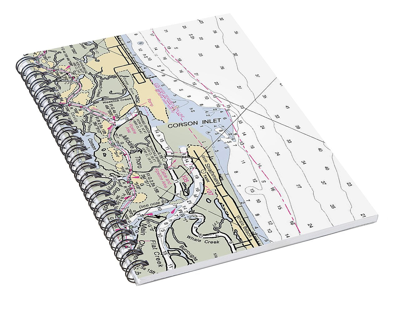 Corson Inlet -new Jersey Nautical Chart _v2 - Spiral Notebook