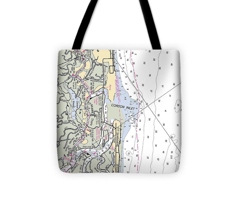 Corson Inlet  New Jersey Nautical Chart _V2 Tote Bag