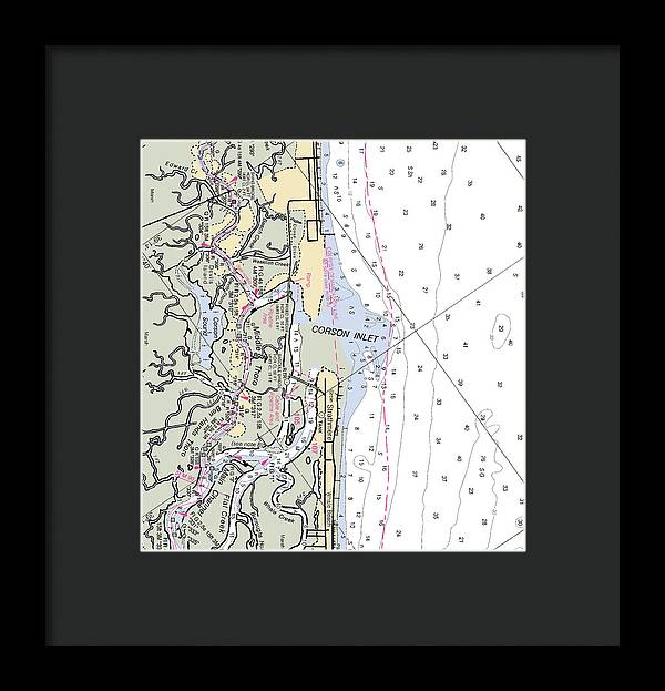 Corson Inlet -new Jersey Nautical Chart _v2 - Framed Print