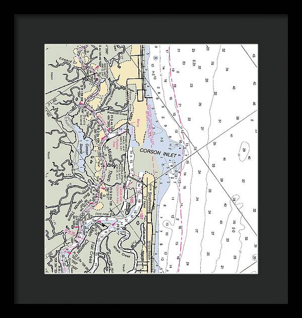 Corson Inlet -new Jersey Nautical Chart _v2 - Framed Print