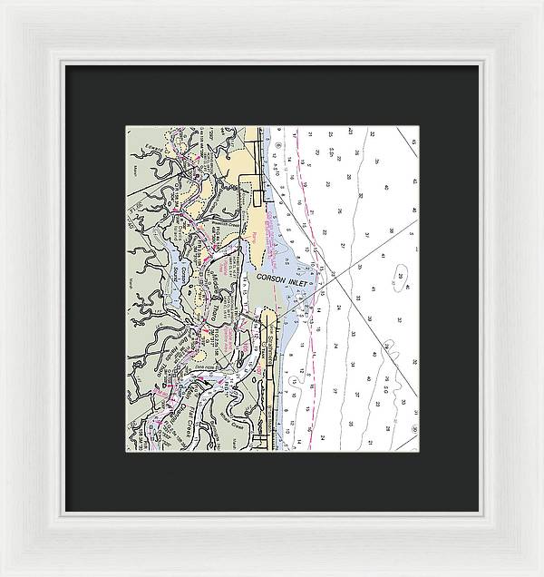 Corson Inlet -new Jersey Nautical Chart _v2 - Framed Print