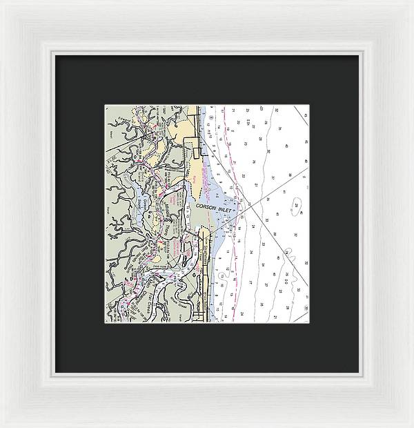 Corson Inlet -new Jersey Nautical Chart _v2 - Framed Print