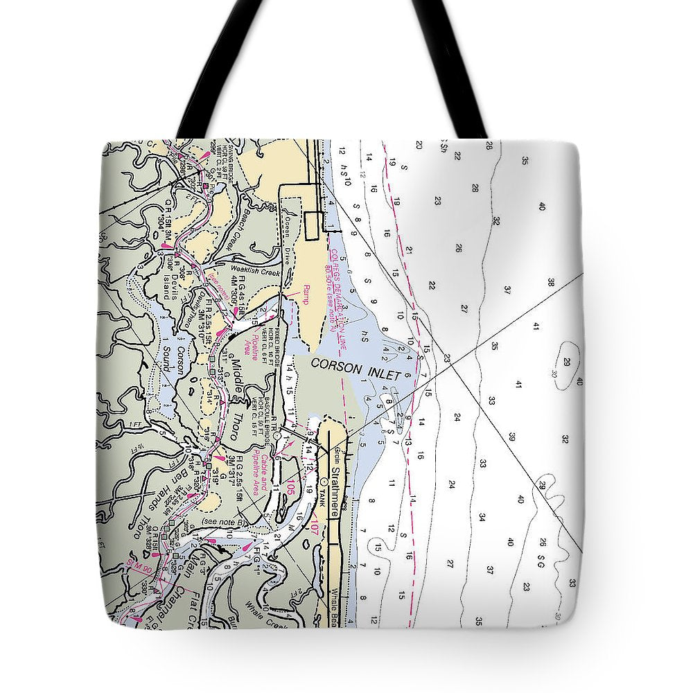 Corson Inlet -new Jersey Nautical Chart _v2 - Tote Bag