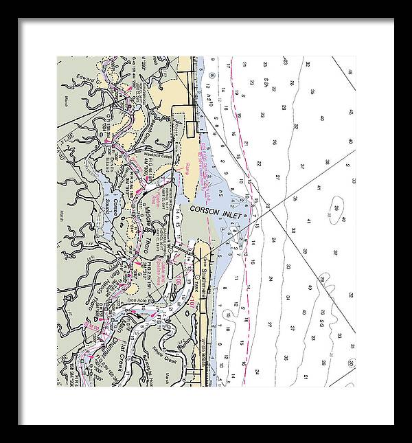 Corson Inlet -new Jersey Nautical Chart _v2 - Framed Print