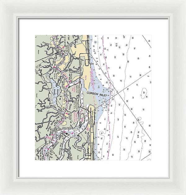 Corson Inlet -new Jersey Nautical Chart _v2 - Framed Print