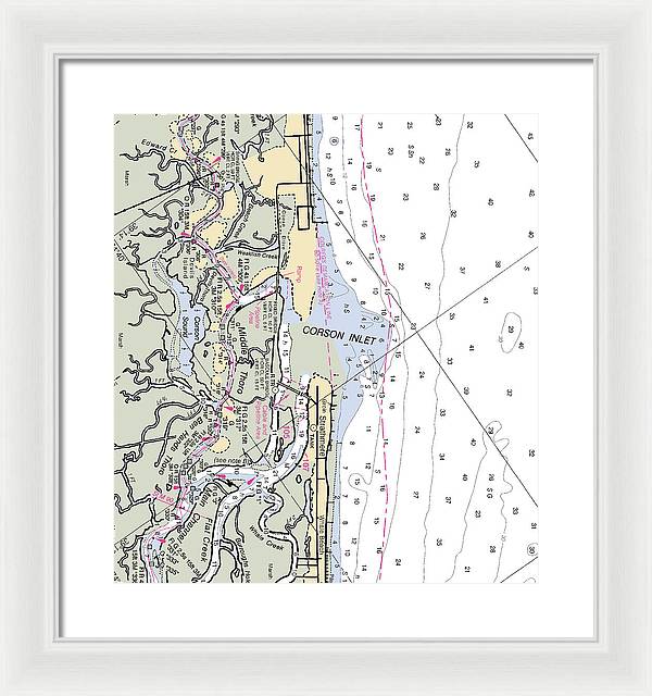 Corson Inlet -new Jersey Nautical Chart _v2 - Framed Print