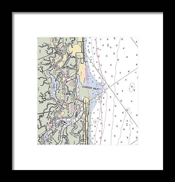 Corson Inlet -new Jersey Nautical Chart _v2 - Framed Print