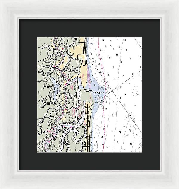 Corson Inlet -new Jersey Nautical Chart _v2 - Framed Print