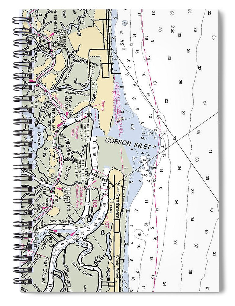 Corson Inlet  New Jersey Nautical Chart _V2 Spiral Notebook