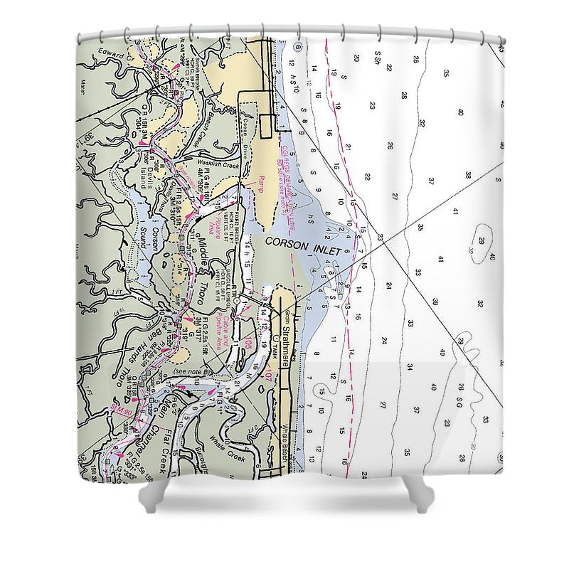 Corson Inlet  New Jersey Nautical Chart _V2 Shower Curtain