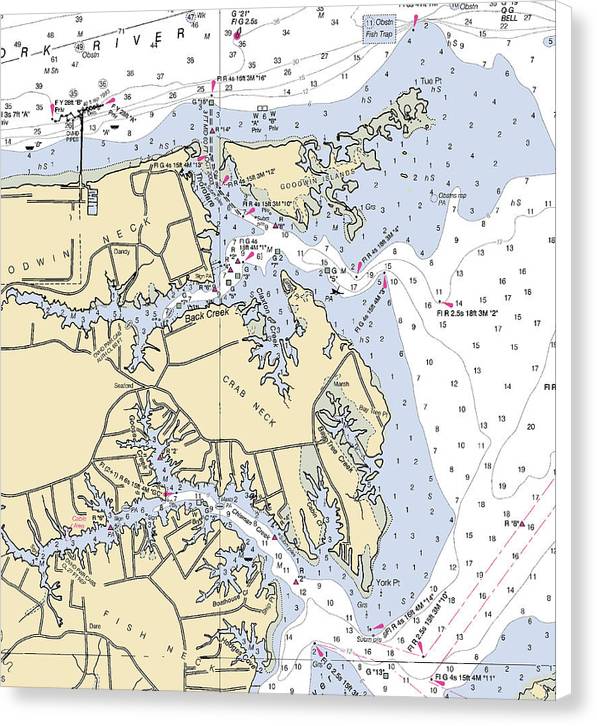 Crab Neck-virginia Nautical Chart - Canvas Print