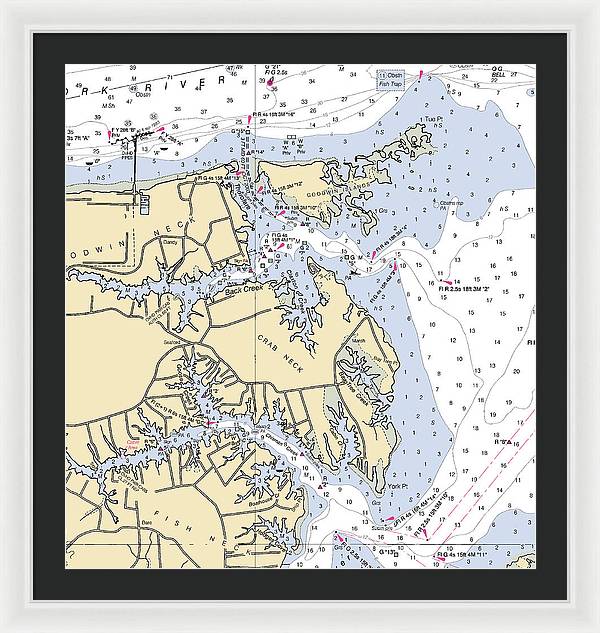 Crab Neck-virginia Nautical Chart - Framed Print