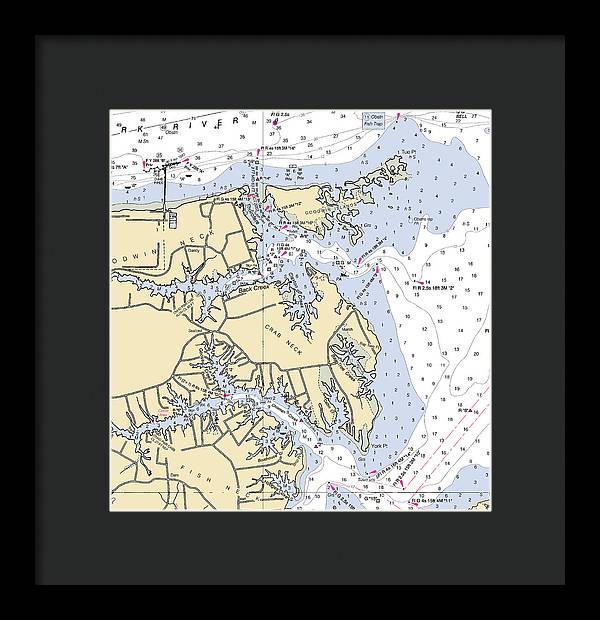 Crab Neck-virginia Nautical Chart - Framed Print